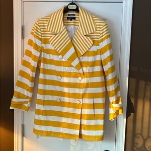 Jones New York Yellow and White Striped Trench Coat 3X